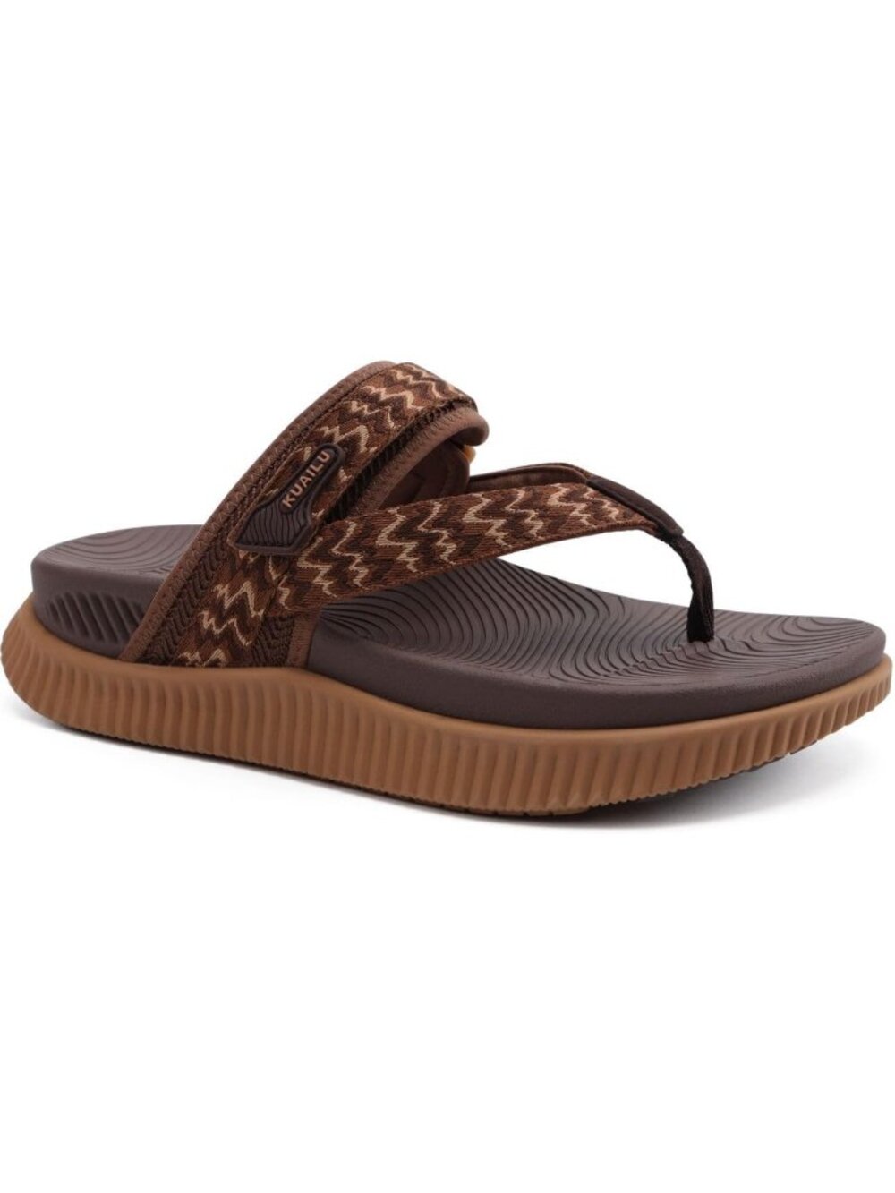 Women Brown Arch Support Flip Flops Sandals Thick Athletic Cushion Adjustable